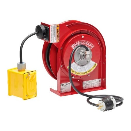 Reelcraft Cord Reel, 12 AWG, Red Reel Color, 25 ft Length L 4525 123 7BC